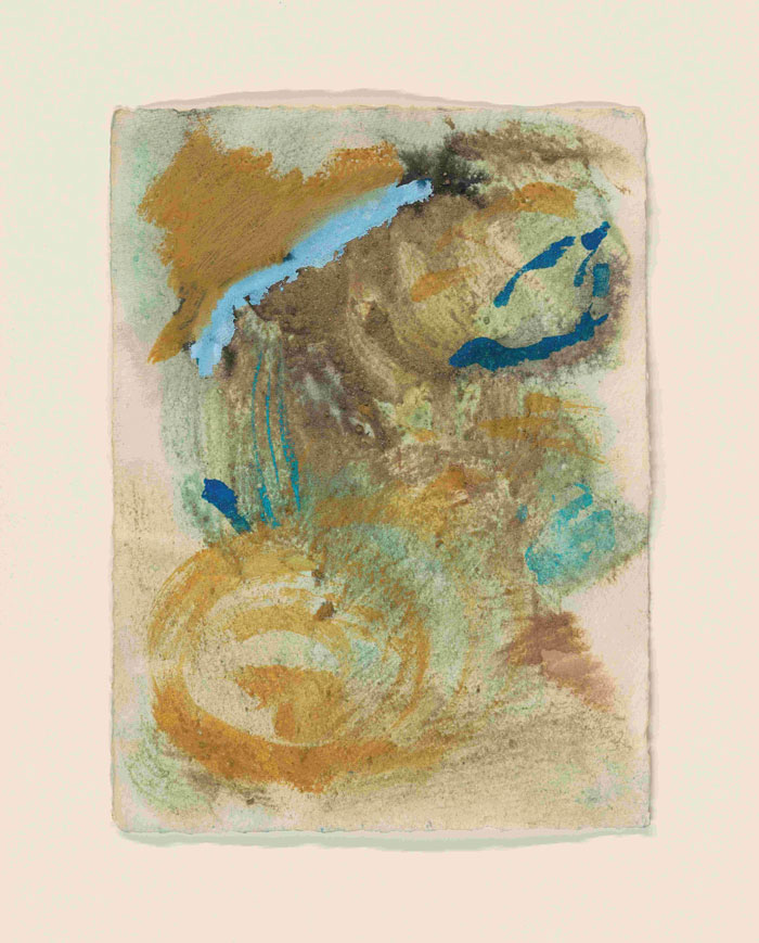 Das Geistige im Blau
4 Arbeiten Mischtechnik auf handgeschpftem Aquarellpapier, 42x30 cm / im Objektrahmen 50x40 cm, 2005  Regina Liedtke