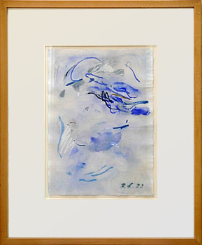 Aquarell himmelblau 1999, 0,42 x 0,31 m / fest im Holzrahmen 0,68 x 0,56 m © Regina Liedtke