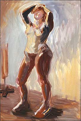 Regina Liedtke, Malerei: Stehende 1983, 1,40 x 0,92 m / Acryl auf Nessel