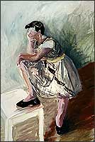 Regina Liedtke, Malerei: Tänzerin  1983, 1,40 x 0,95 m / Öl auf Nessel