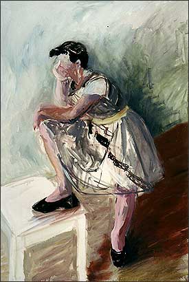 Regina Liedtke, Malerei: Tänzerin  1983, 1,40 x 0,95 m / Öl auf Nessel