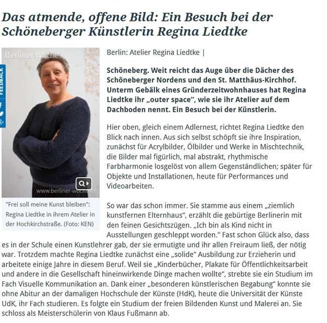 Screenshot: Artikel von Karen Noetzel in der Berliner Woche